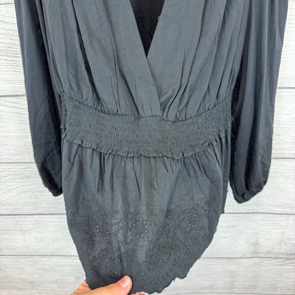 Old Navy Plus Size Black Eyelet Plunge Waisted Blouse Size 3X - Picture 6 of 9